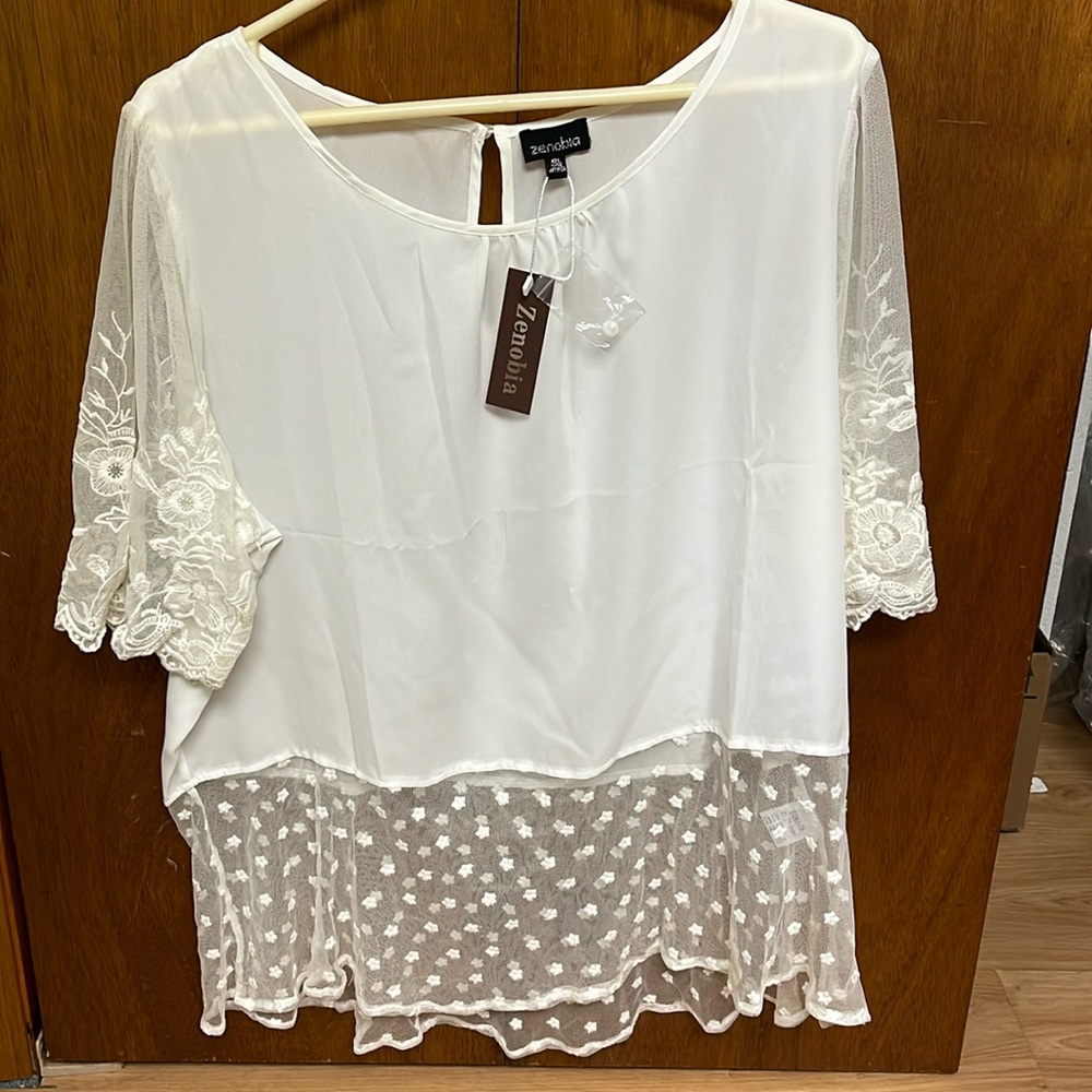 Zenobia - White Shirt Blouse - 2X